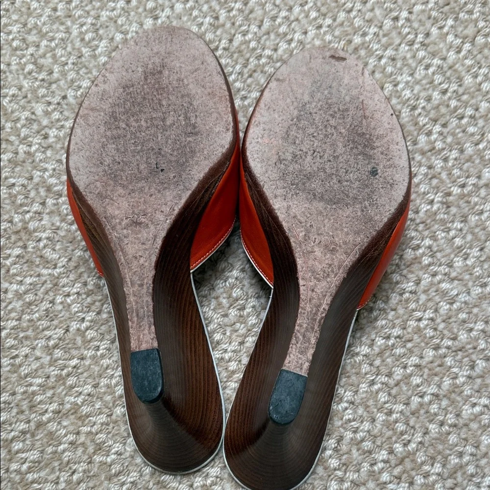 Cole Haan Orange Leather Bow Slide Mules - Picture 5 of 7